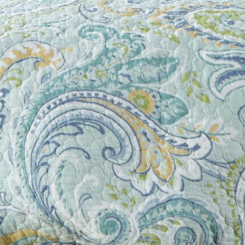 Levtex Home Cortona Paisley King Quilt Set, Green, 100% Cotton, Reversible - Image 5